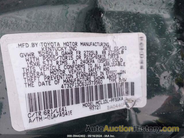 TOYOTA SIENNA LE/XLE, 4T3ZF13C61U373560