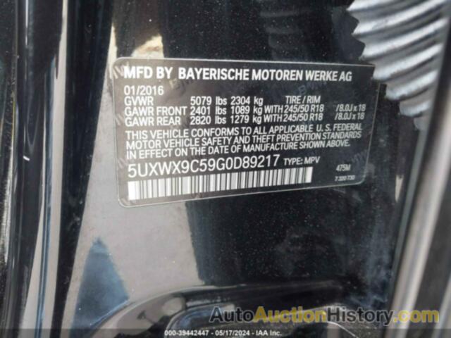 BMW X3 XDRIVE28I, 5UXWX9C59G0D89217