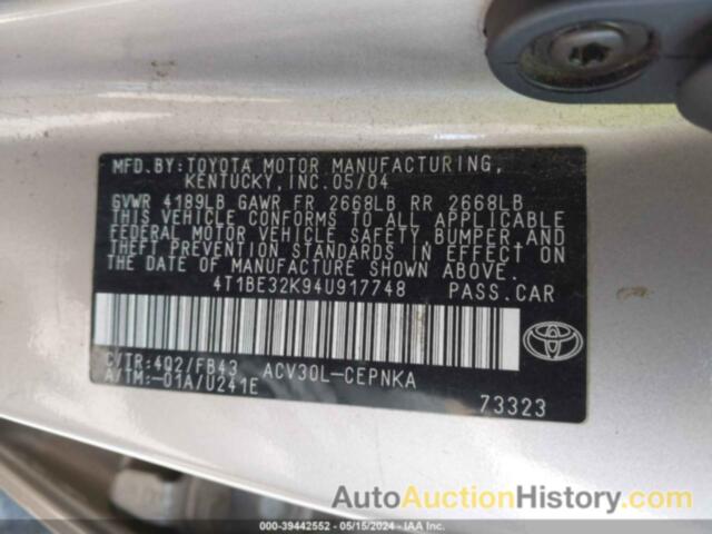 TOYOTA CAMRY LE, 4T1BE32K94U917748