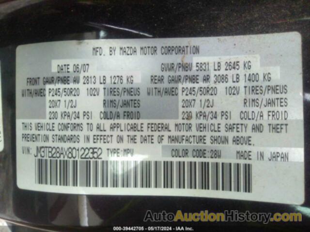 MAZDA CX-9 GRAND TOURING, JM3TB28AX80122352