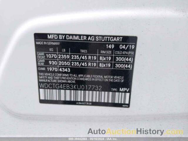 MERCEDES-BENZ GLA 250 250, WDCTG4EB3KU017732