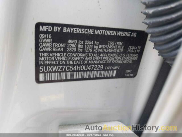 BMW X3 SDRIVE28I, 5UXWZ7C54H0U47229