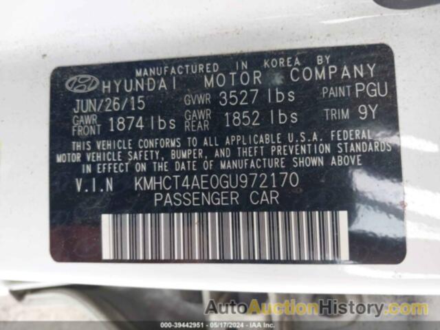 HYUNDAI ACCENT SE, KMHCT4AE0GU972170