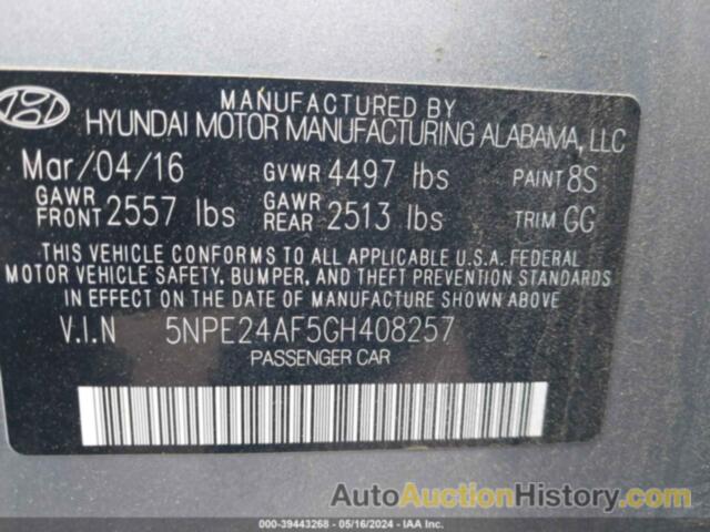 HYUNDAI SONATA, 5NPE24AF5GH408257