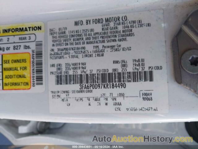 FORD FUSION TITANIUM, 3FA6P0D97KR184490