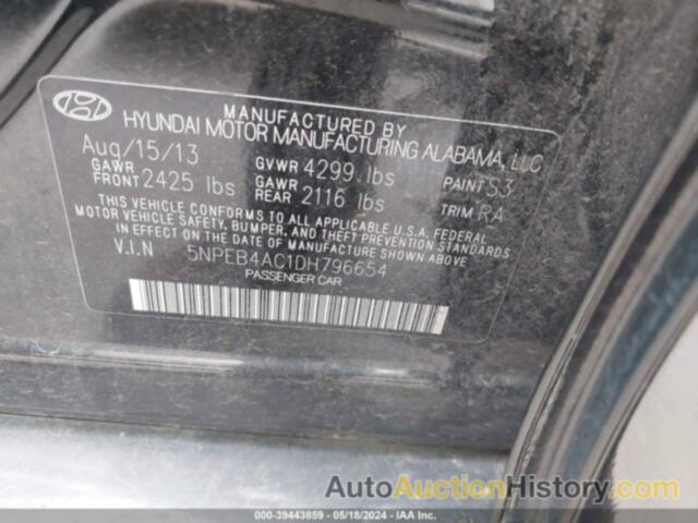 HYUNDAI SONATA GLS, 5NPEB4AC1DH796654