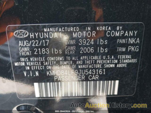 HYUNDAI ELANTRA SEL/VALUE/LIMITED, KMHD84LF9JU543161