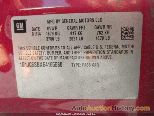 CHEVROLET SONIC LT AUTO, 1G1JC6SBXE4165530