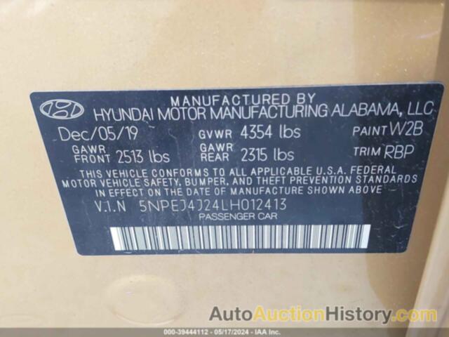 HYUNDAI SONATA SEL PLUS, 5NPEJ4J24LH012413