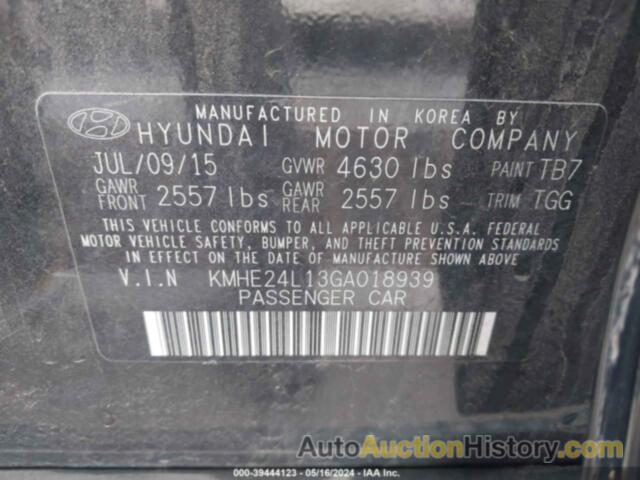 HYUNDAI SONATA HYBRID/SE, KMHE24L13GA018939