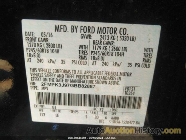 FORD EDGE SEL, 2FMPK3J97GBB82887