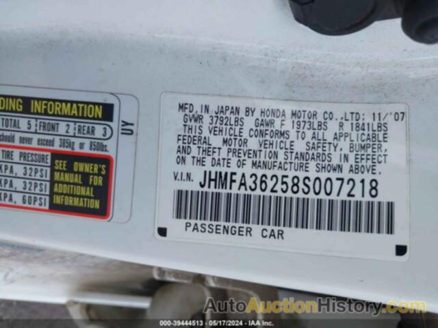 HONDA CIVIC HYBRID, JHMFA36258S007218