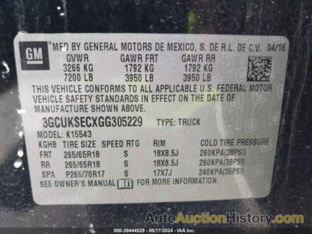 CHEVROLET SILVERADO K1500 LTZ, 3GCUKSECXGG305229