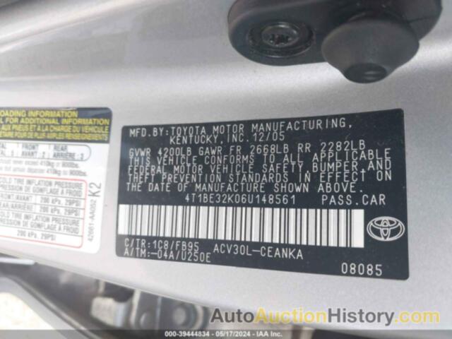 TOYOTA CAMRY LE/XLE/SE, 4T1BE32K06U148561