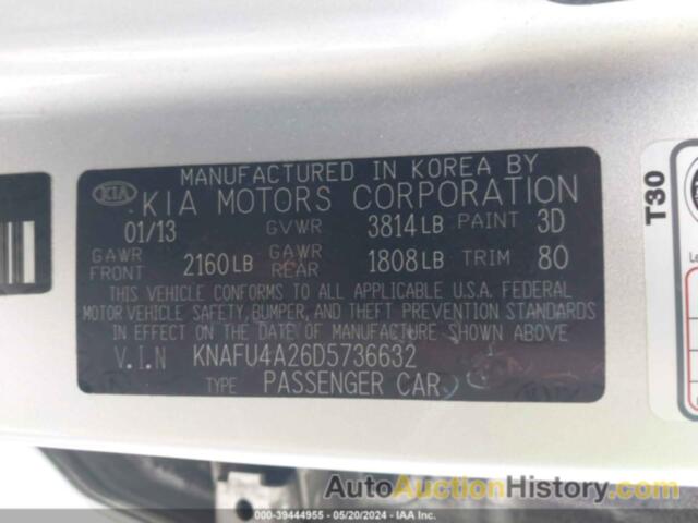 KIA FORTE EX, KNAFU4A26D5736632