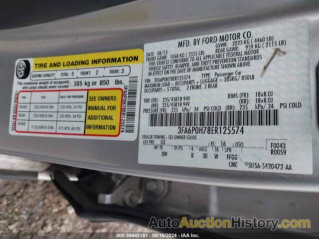 FORD FUSION SE, 3FA6P0H78ER125574