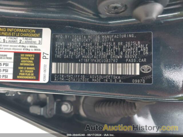 TOYOTA CAMRY L/SE/LE/XLE, 4T1BF1FK9EU383762