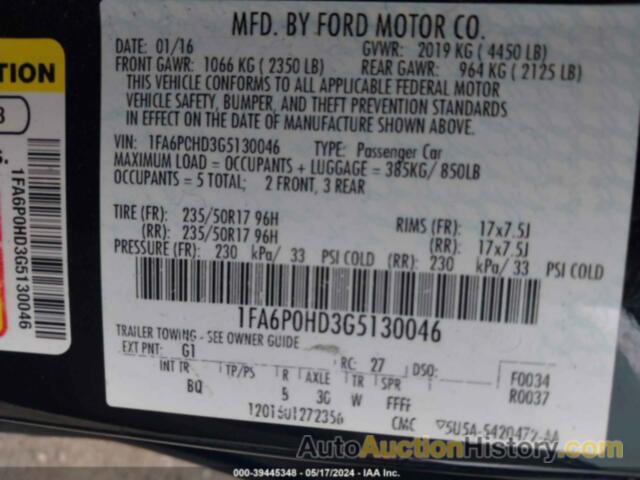 FORD FUSION SE, 1FA6P0HD3G5130046