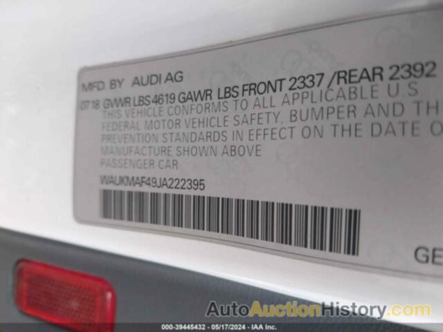 AUDI A4 PREMIUM, WAUKMAF49JA222395