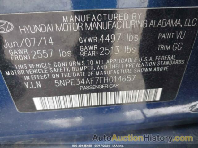 HYUNDAI SONATA LIMITED, 5NPE34AF7FH014657