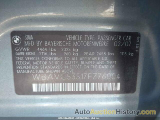 BMW 328I, WBAVC53517FZ76004