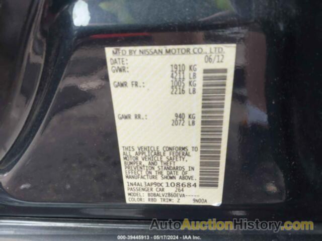 NISSAN ALTIMA 2.5/S/SV/SL, 1N4AL3AP9DC108684