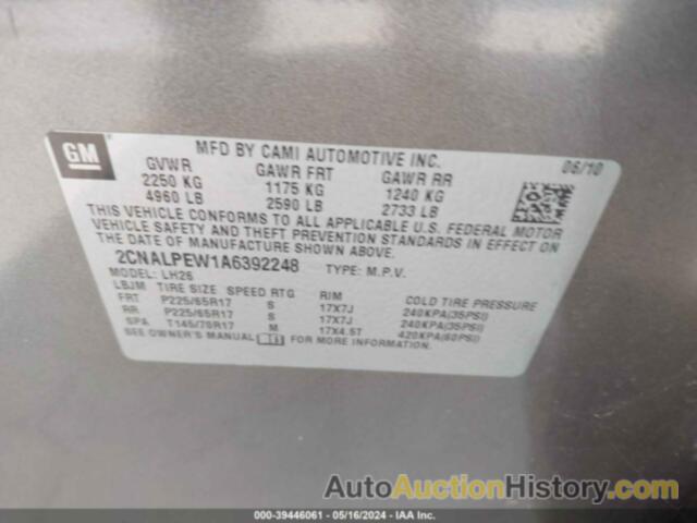 CHEVROLET EQUINOX LT, 2CNALPEW1A6392248