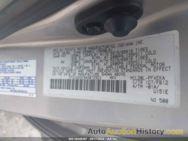 TOYOTA SIENNA LE, 5TDZA23C94S072923