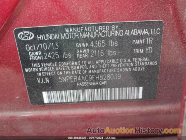 HYUNDAI SONATA GLS, 5NPEB4AC9EH828039