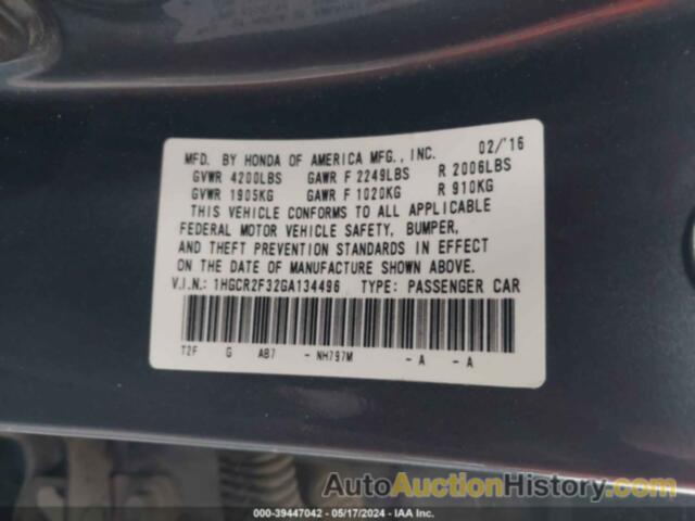 HONDA ACCORD LX, 1HGCR2F32GA134496