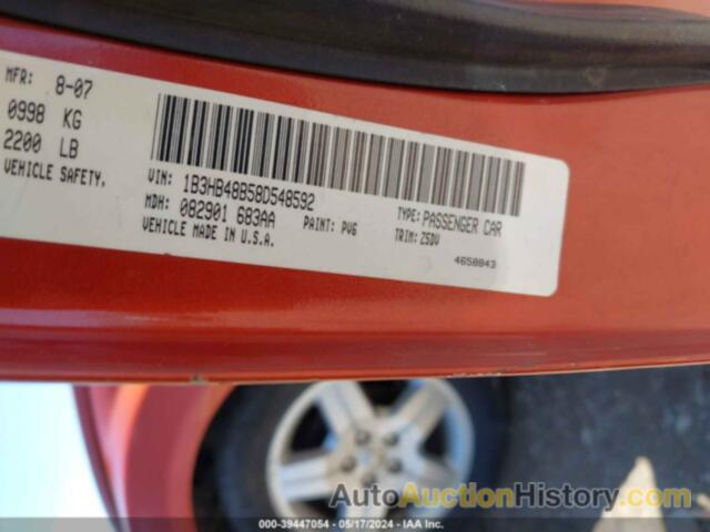 DODGE CALIBER SXT, 1B3HB48B58D548592