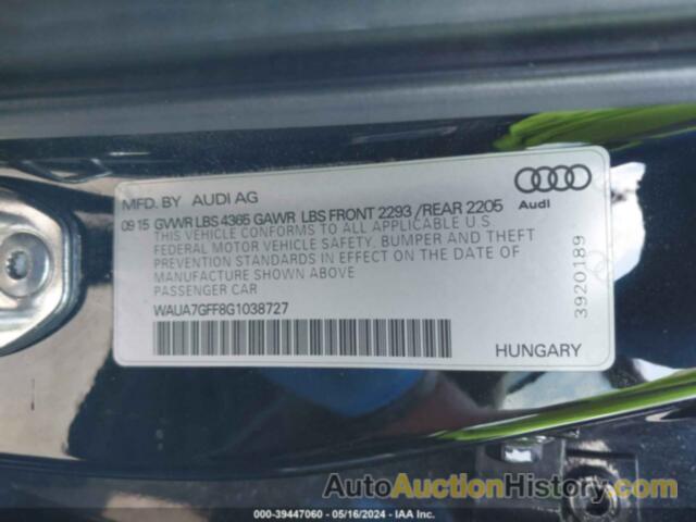 AUDI A3 1.8T PREMIUM, WAUA7GFF8G1038727