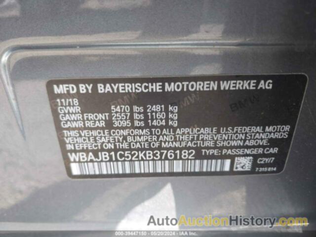 BMW 530E, WBAJB1C52KB376182