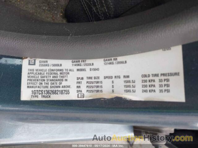 GMC CANYON SLE2, 1GTCS136268218755