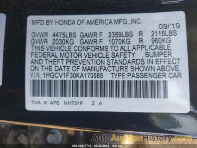 HONDA ACCORD SPORT, 1HGCV1F30KA170685