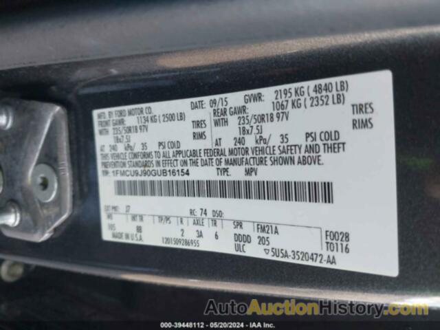 FORD ESCAPE TITANIUM, 1FMCU9J90GUB16154