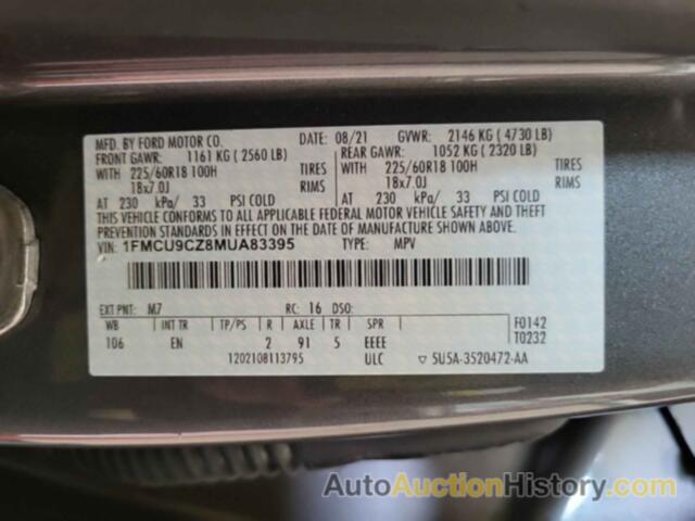 FORD ESCAPE SEL HYBRID, 1FMCU9CZ8MUA83395