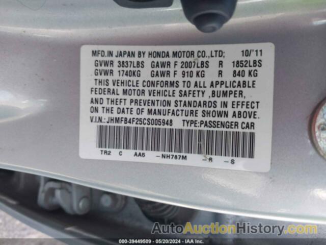 HONDA CIVIC HYBRID HYBRID, JHMFB4F25CS005948