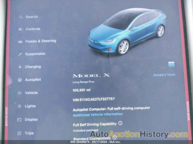 TESLA MODEL X LONG RANGE DUAL MOTOR ALL-WHEEL DRIVE/LONG RANGE PLUS DUAL MOTOR ALL-WHEEL DRIVE, 5YJXCAE27LF237757