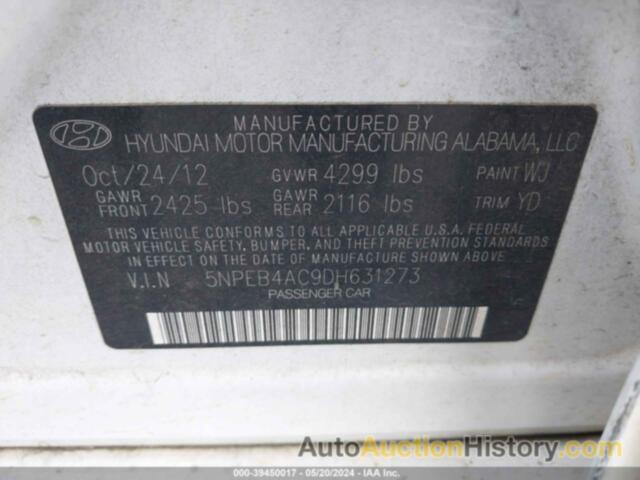 HYUNDAI SONATA GLS, 5NPEB4AC9DH631273