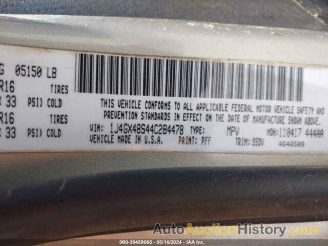 JEEP GRAND CHEROKEE LAREDO, 1J4GX48S44C284478