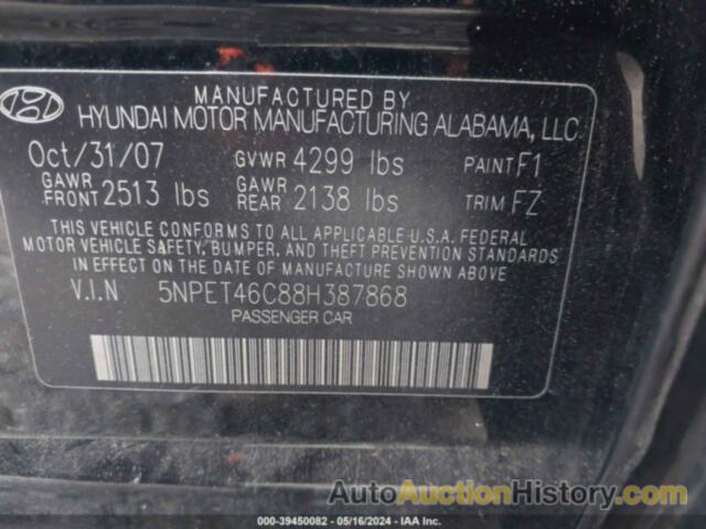 HYUNDAI SONATA GLS, 5NPET46C88H387868