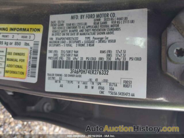 FORD FUSION SE, 3FA6P0H74ER276332