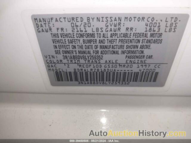 NISSAN SENTRA SR, 3N1AB8DV8LY259352