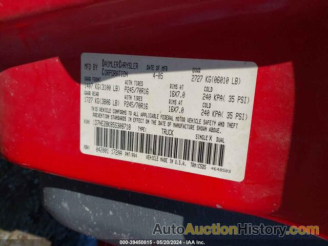 DODGE DAKOTA QUAD/ST, 1D7HE28K85S308718