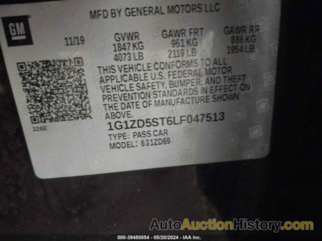 CHEVROLET MALIBU LT, 1G1ZD5ST6LF047513