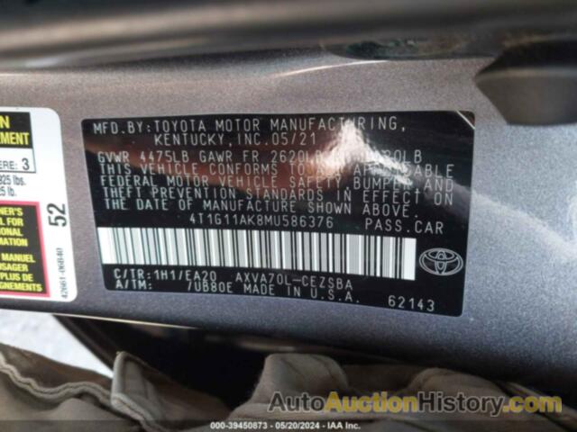 TOYOTA CAMRY SE/SE NIGHT SHADE, 4T1G11AK8MU586376