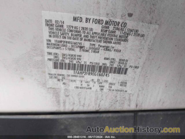 FORD TAURUS LIMITED, 1FAHP2F89EG160745