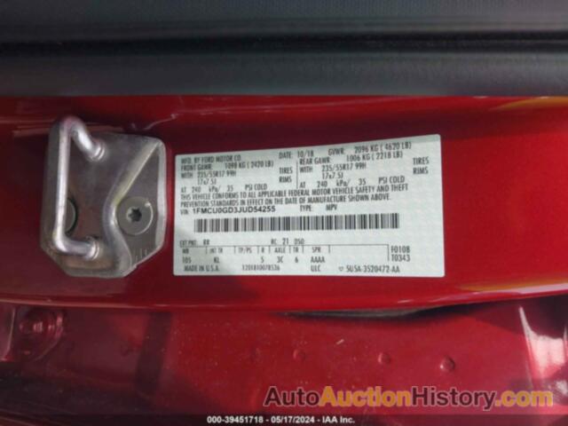 FORD ESCAPE SE, 1FMCU0GD3JUD54255