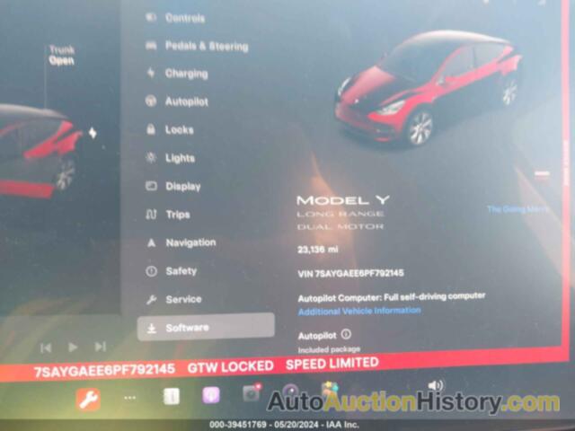 TESLA MODEL Y, 7SAYGAEE6PF792145